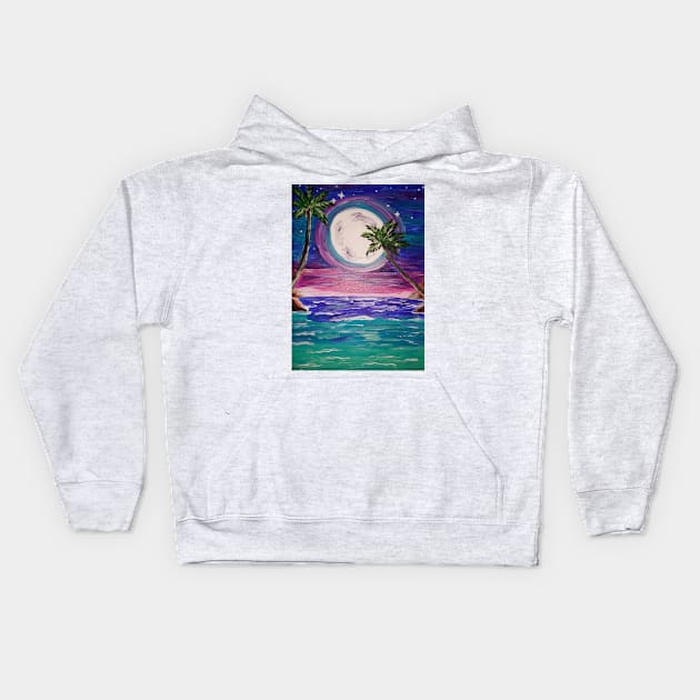 Moonlight  Sea Kids Hoodie by Oregon333